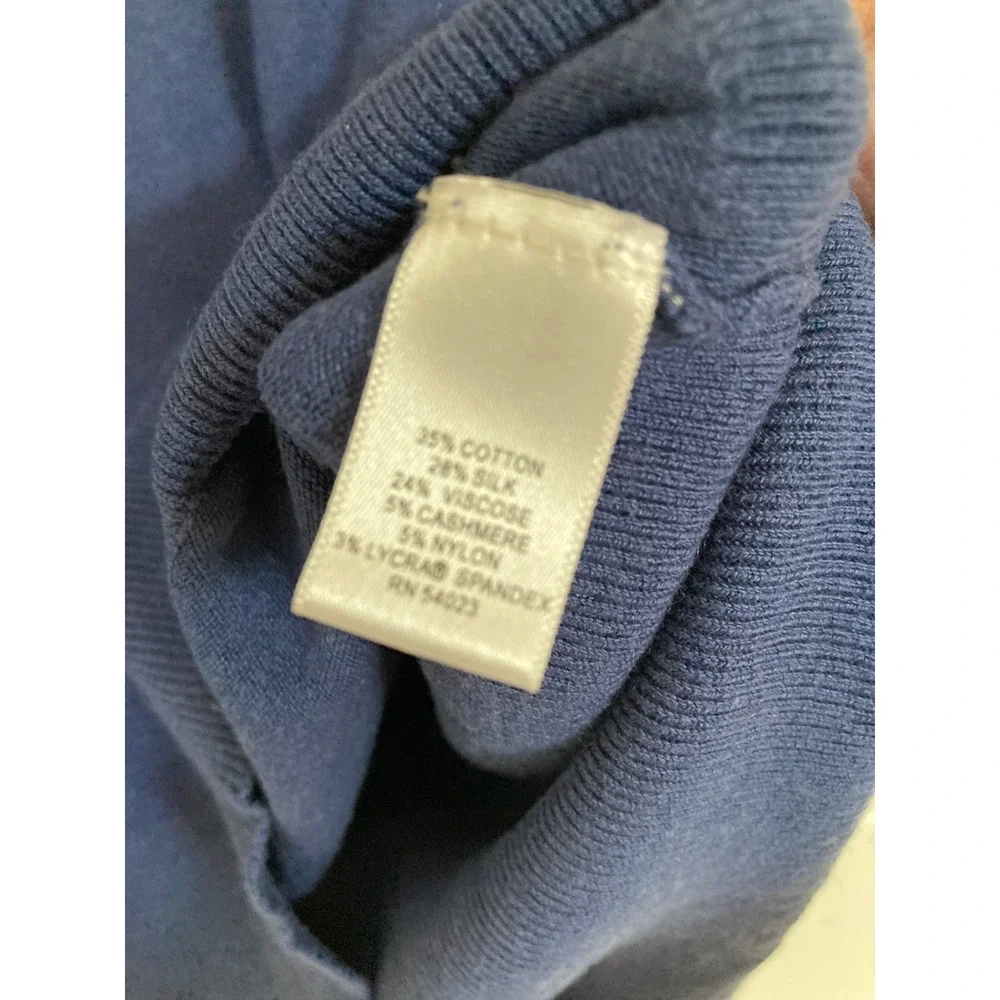 Banana Republic Blue Silk Cotton Cashmere Turtleneck Sweater Womens M 698979-03